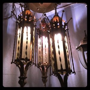 Three tier copper light fixture.